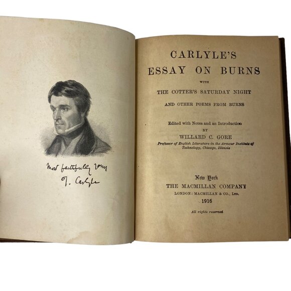 Carlyle's Essay on Burns by Willard C Gore hardcover 1916 Macmillan Co - Picture 5 of 7